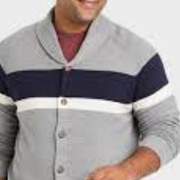 NWT Goodfellow & Co Men's Striped Collared Cardigan - Picture 2 of 3